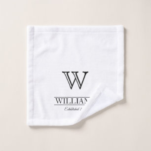 Personalised Elegant Classic Monogram Family Name Wash Cloth