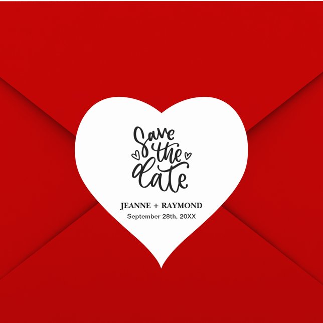 Personalised Elegant Clean Wedding Save the date Heart Sticker (Creator Uploaded)