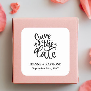 Personalised Elegant Clean Wedding Save the date Square Sticker