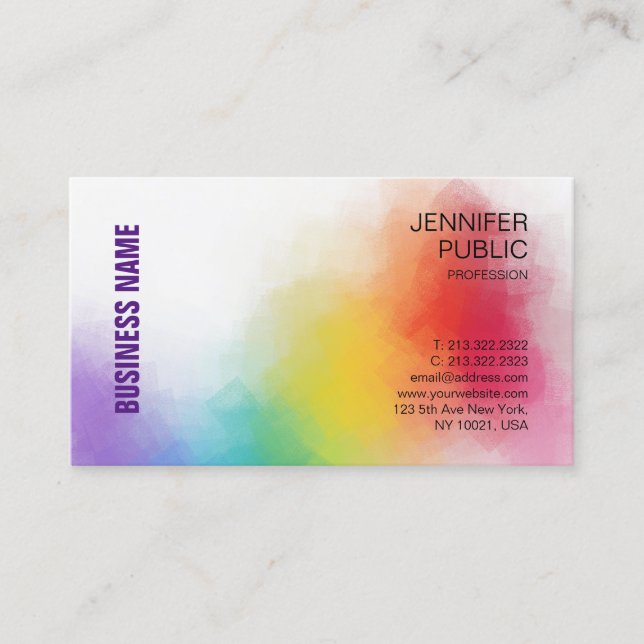 Personalised Elegant Colourful Modern Professional Business Card (Front)