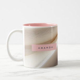 Personalised Elegant Cream Swirl Minimalist Two-Tone Coffee Mug