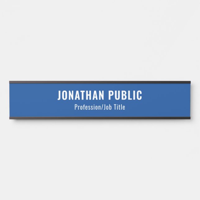 Personalised Elegant Deep Blue Template Long Door Sign (Front)