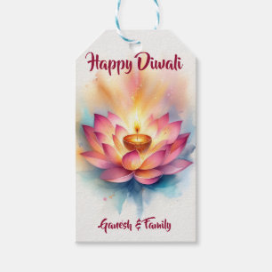 Personalised Elegant Diwali Diya Gift Tags