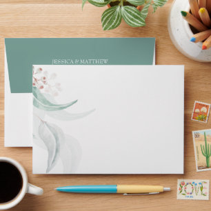 Personalised Elegant Eucalyptus Watercolor Art Envelope