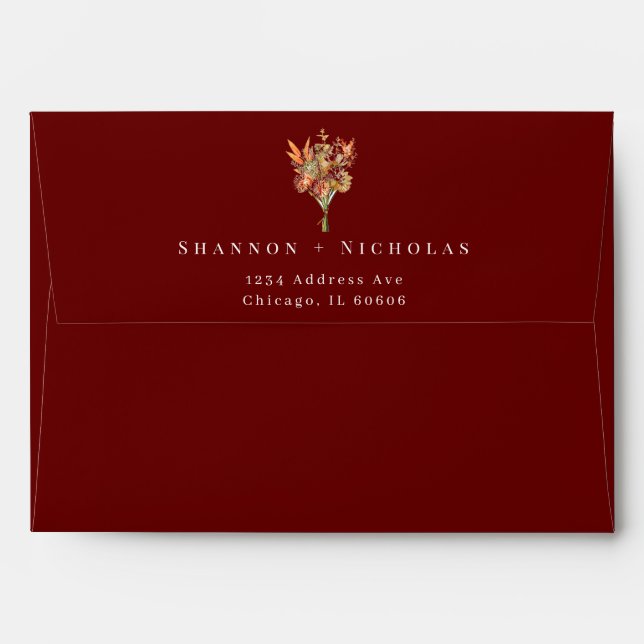 Personalised Elegant Fall Bouquet Envelope (Back (Top Flap))