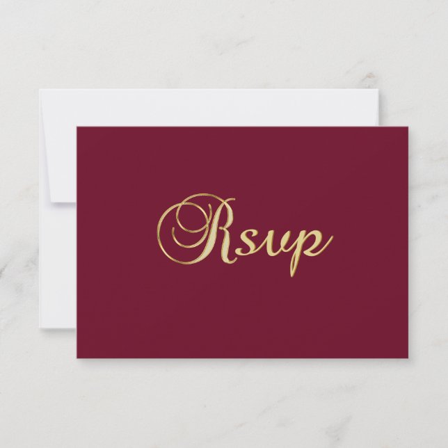 Personalised Elegant Fall Burgundy RSVP Wedding Card (Front)