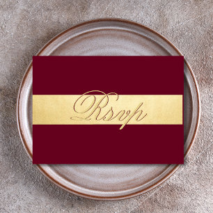 Personalised Elegant Fall Burgundy RSVP Wedding Card