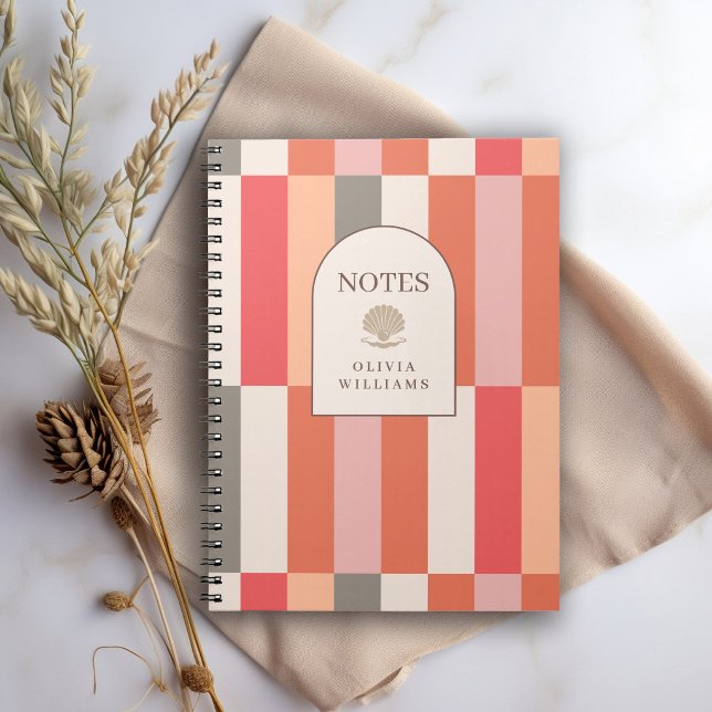 Personalised Elegant Feminine Stripes Pattern Notebook (Creator Uploaded)