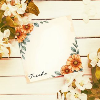 Personalised Elegant Floral Autumn Notepad 