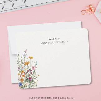 Personalised Elegant Floral Boho Chic Note Card