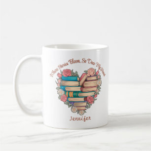 Personalised Elegant Floral Books Mug