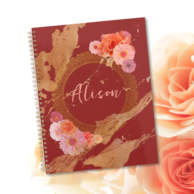 Personalised Elegant Floral Damask Golden Frame Planner (Creator Uploaded)