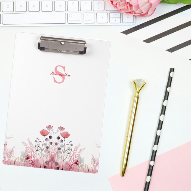 Personalised Elegant Floral Minimalist Cute Girly Clipboard (Creator Uploaded)