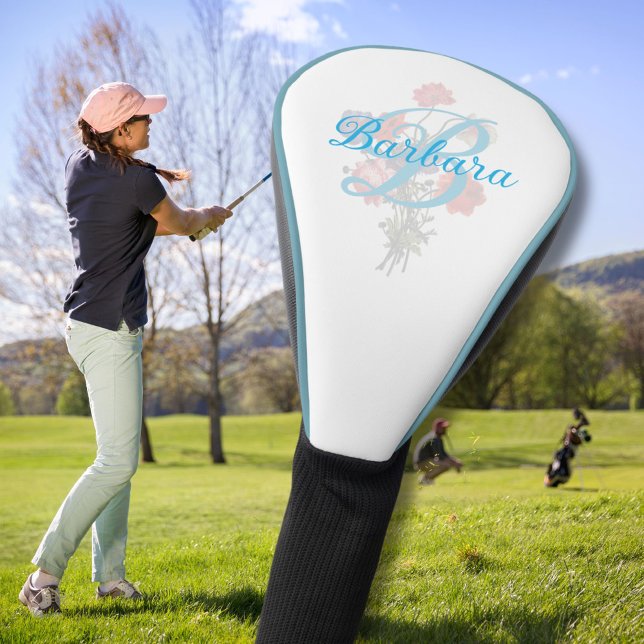 Personalised Elegant Floral  Monogram Name  Golf Head Cover (Creator Uploaded)