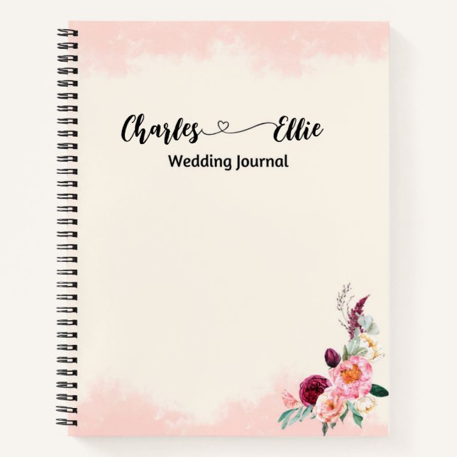 Personalised Elegant Floral wedding journal (Front)