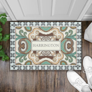 Personalised Elegant Flowery Geometric Shapes  Doormat