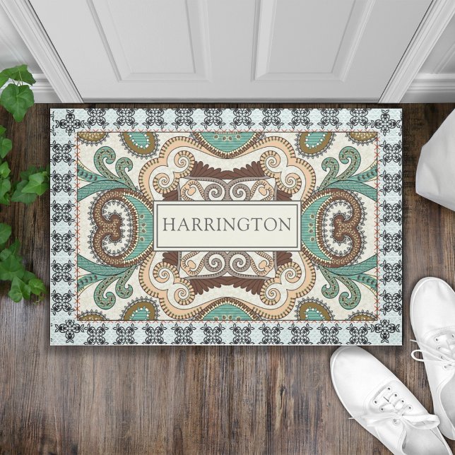 Personalised Elegant Flowery Geometric Shapes  Doormat (Creator Uploaded)