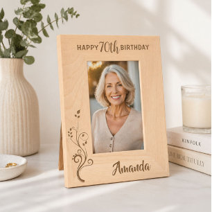 Personalised Elegant Foliage 80th Birthday Etched Frames