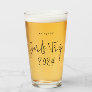 Personalised Elegant Girls Trip Script Typography Glass