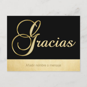 Personalised Elegant Gold Black Occasion Gracias Postcard