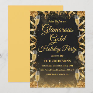 Personalised Elegant Gold Christmas Party Invitation