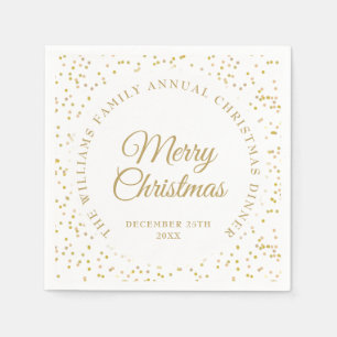 Personalised Elegant Gold Confetti Merry Christmas Napkin