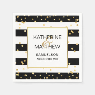 Personalised Elegant Gold Confetti Wedding Paper Napkin