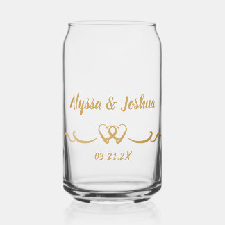 Personalised Elegant Gold Couples Wedding Gift Can Glass