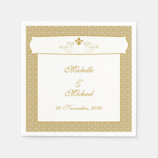 Personalised Elegant Gold Fancy Fleur de Lis Napkin