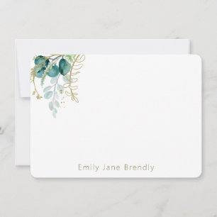 Personalised Elegant Gold Greenery Watercolor Card