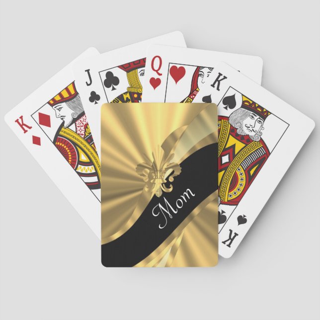 Personalised elegant gold mum playing cards (Back)