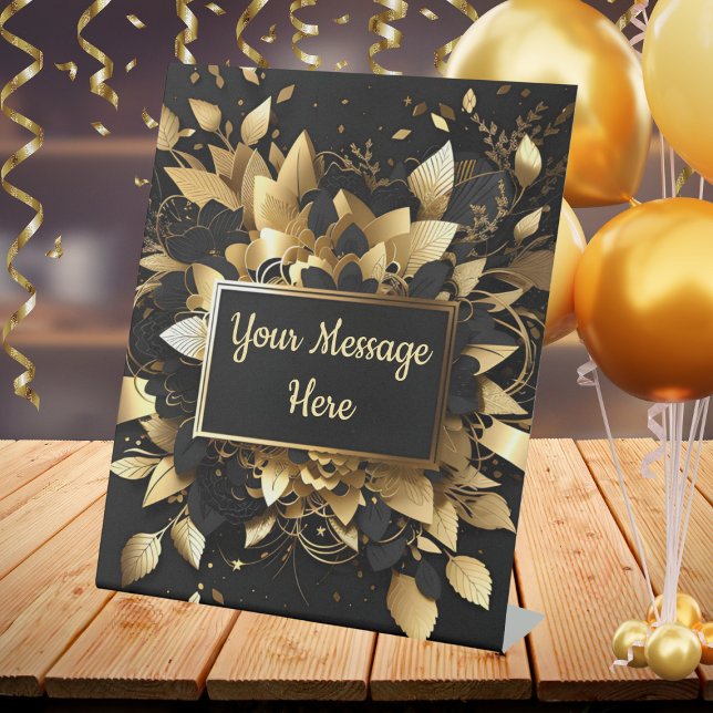 Personalised Elegant Gold Pedestal Sign (Creator Uploaded)