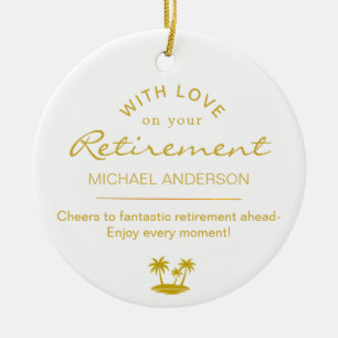  Personalised Elegant Gold Retirement Keepsake Ceramic Ornament