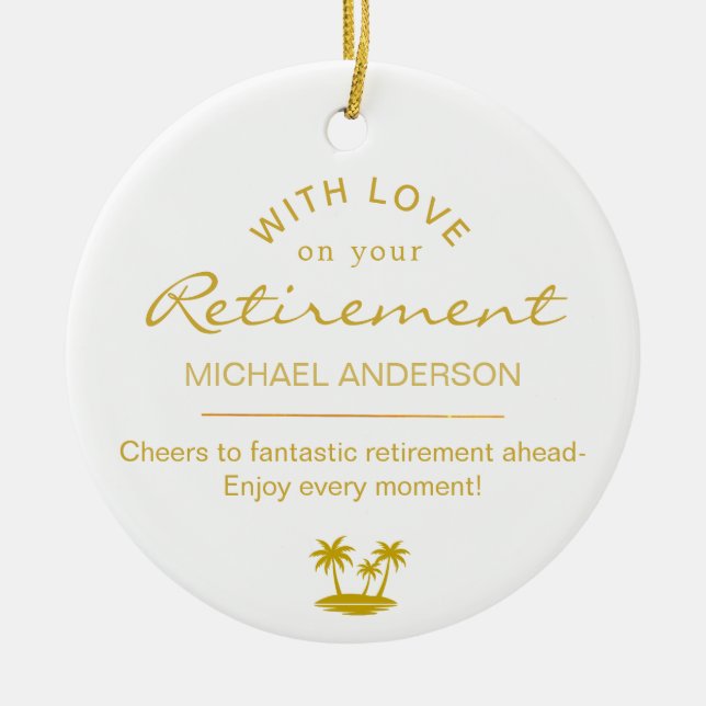  Personalised Elegant Gold Retirement Keepsake Ceramic Ornament (Front)
