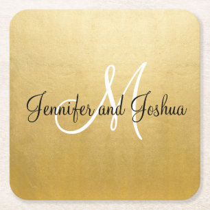 Personalised Elegant Gold Wedding Coasters