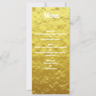 Personalised Elegant Gold Wedding Dinner Menu Card