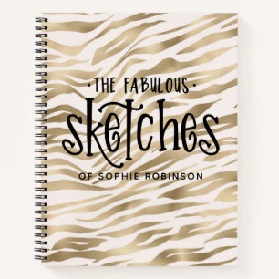 Personalised Elegant Gold White Girly Sketchbook Notebook