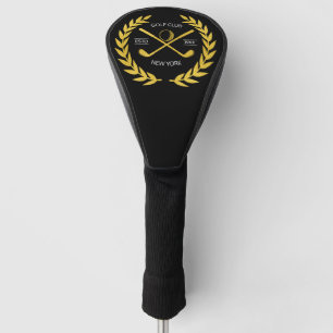 Personalised Elegant Golf Club Logo Gold Wreath   Golf Head Cover