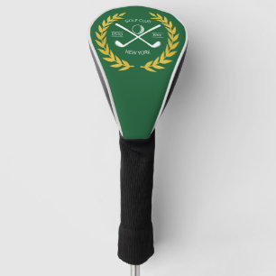 Personalised Elegant Golf Club Logo Gold Wreath   Head Cover
