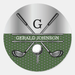 Personalised Elegant Golf Monogram Logo Classic Round Sticker