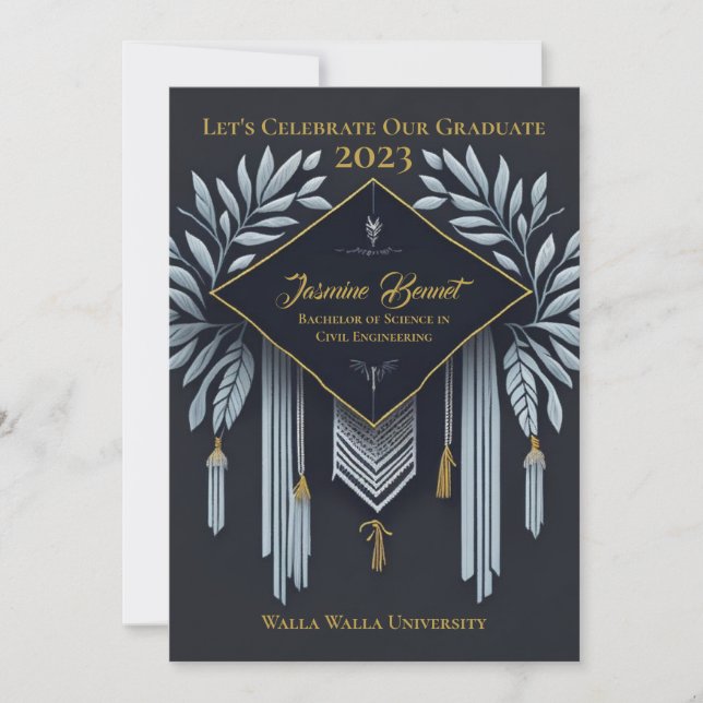 Personalised Elegant Graduation Party Celebration Invitation (Front)