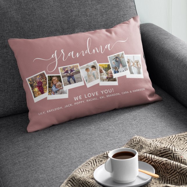Personalised Elegant Grandma Photo Collage Lumbar Cushion (Creator Uploaded)
