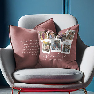 Personalised Elegant Grandma Quote & Photo Collage Cushion