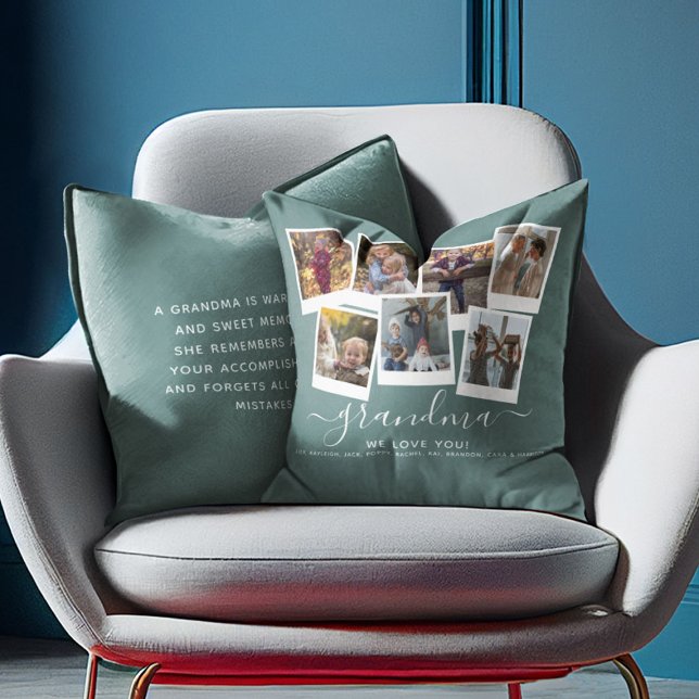 Personalised Elegant Grandma Quote & Photo Collage Cushion (Creator Uploaded)