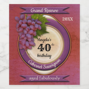Personalised Elegant Grapes Classic Wine Label
