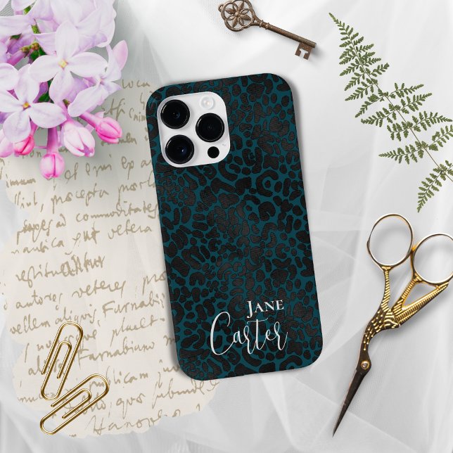 Personalised Elegant Green Black Leopard Case-Mate iPhone Case (Creator Uploaded)
