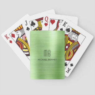 Personalised Elegant Green Monogram Playing Cards