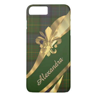 Personalised elegant green tartan plaid iPhone 8 plus/7 plus case
