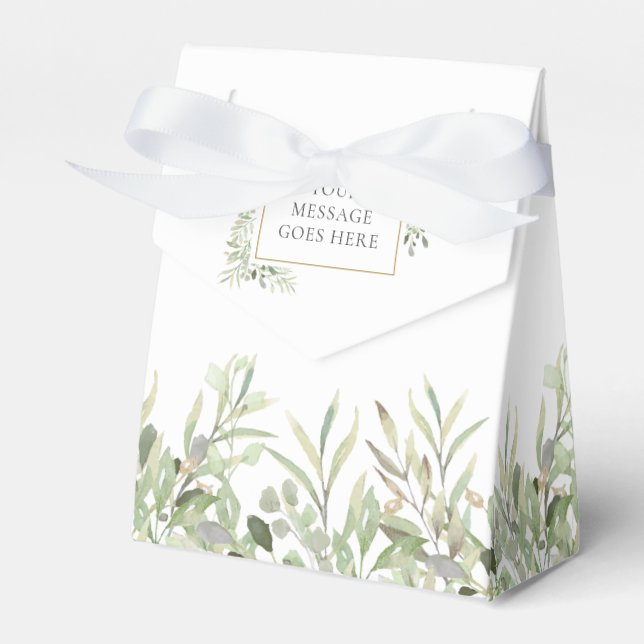 Personalised Elegant Greenery Foliage Favour Box (Front Side)