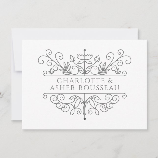 Personalised Elegant Grey Frame Newlyweds  Card (Front)